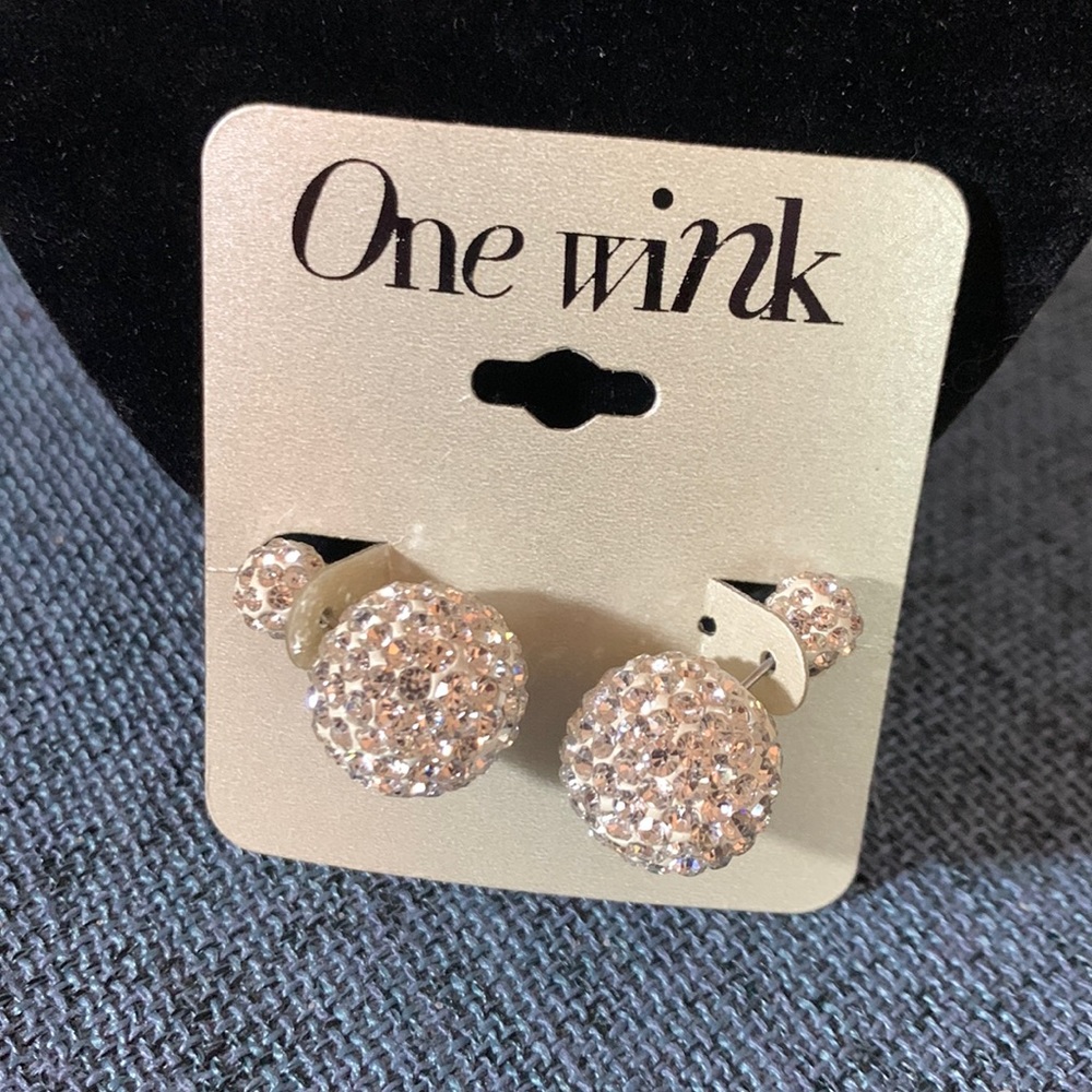 Faux diamond double-sided earrings
